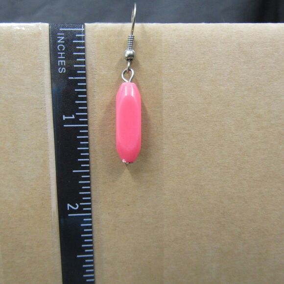 Pink Dangle Drop Pink Earring Womens Fashion Silver Tone Colorfull Boho Chic - Picture 4 of 5